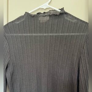 Brixton cropped long sleeve sheer baby tee • dark grey large